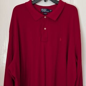 Ralph Lauren Red Long Sleeve Polo Shirt. Big & Tall Size 4 XLT
